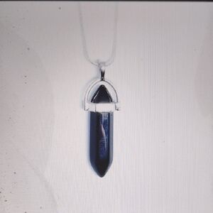 Black Agate Energy Gemstone Crystal Pendant Necklace